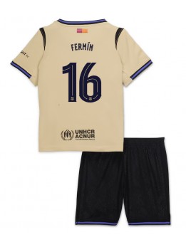 Barcelona Fermin Lopez #16 Replika Borta Kläder Barn 2025-26 Kortärmad (+ byxor)